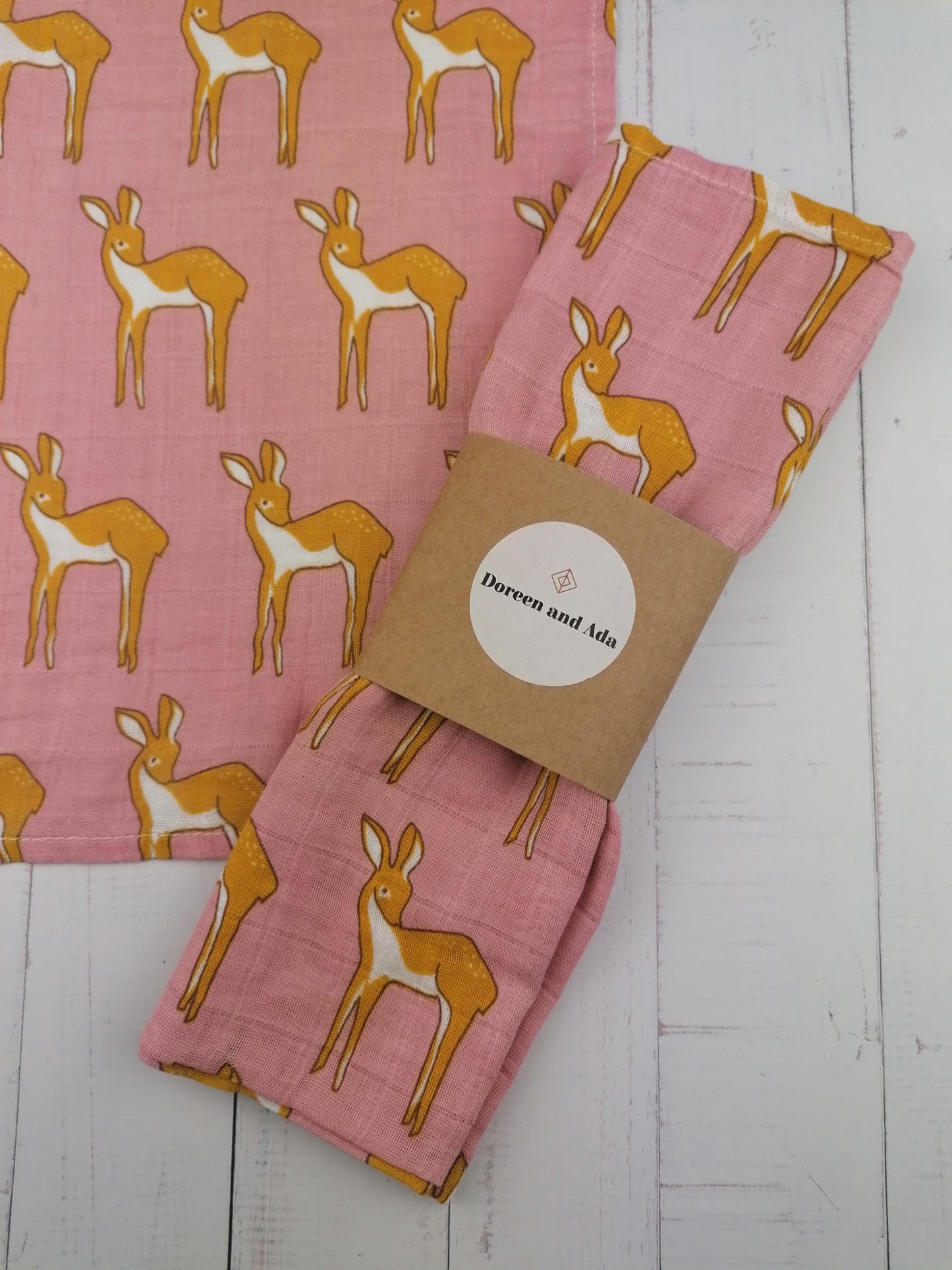 Pink Deer Muslin Square