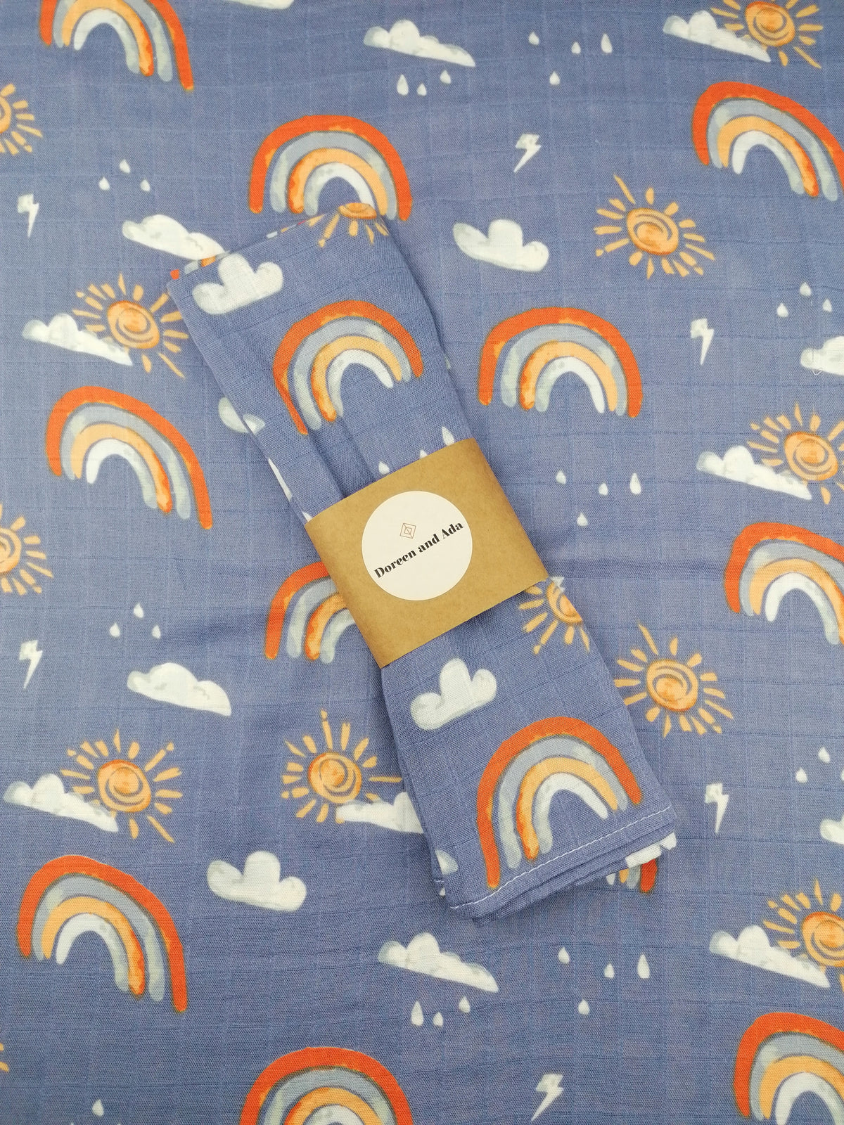 Blue Rainbow Muslin Square – view 5