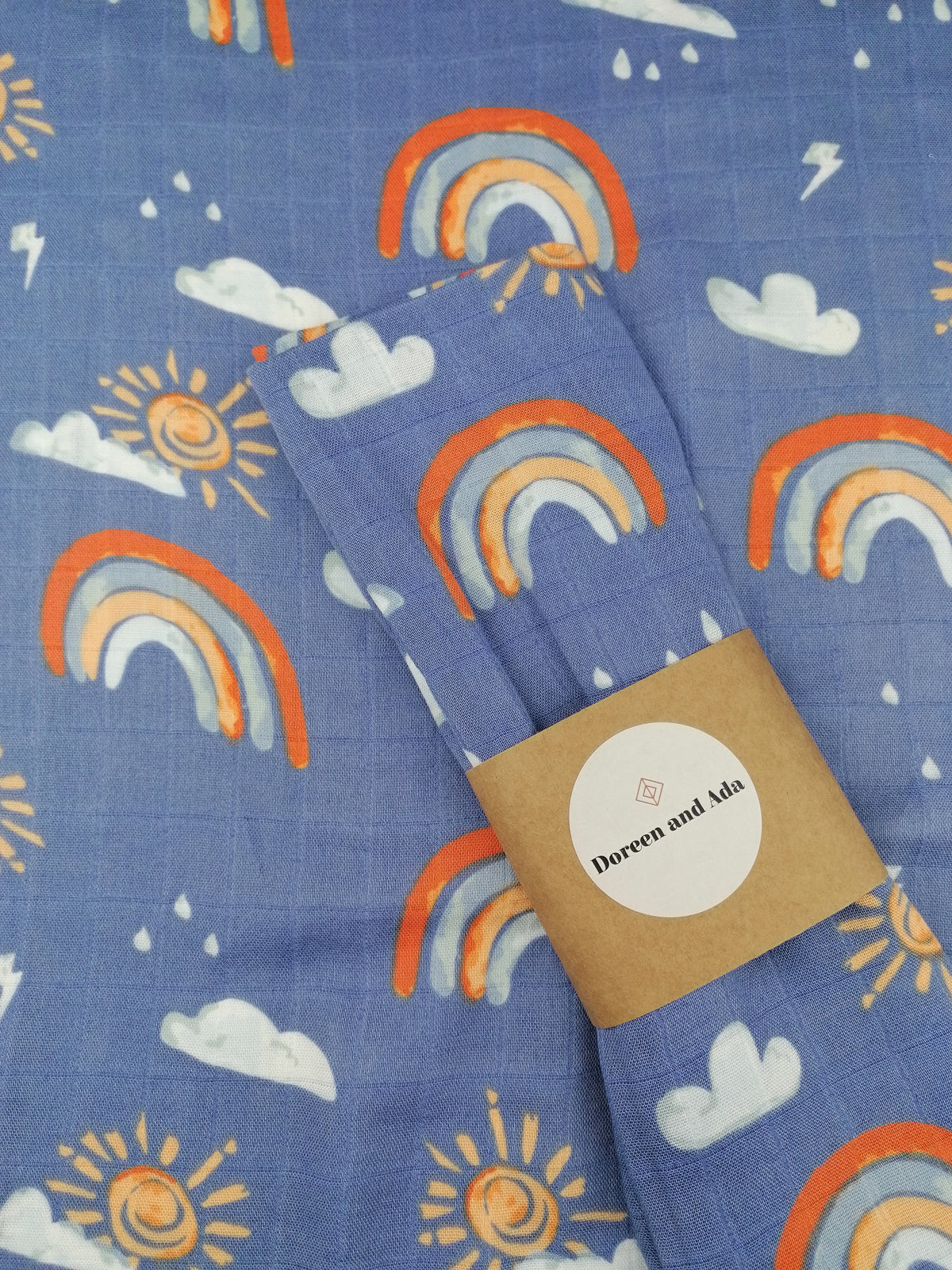 Blue Rainbow Muslin Square – view 4