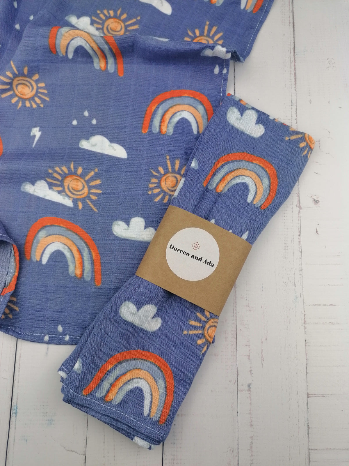 Blue Rainbow Muslin Square – view 3