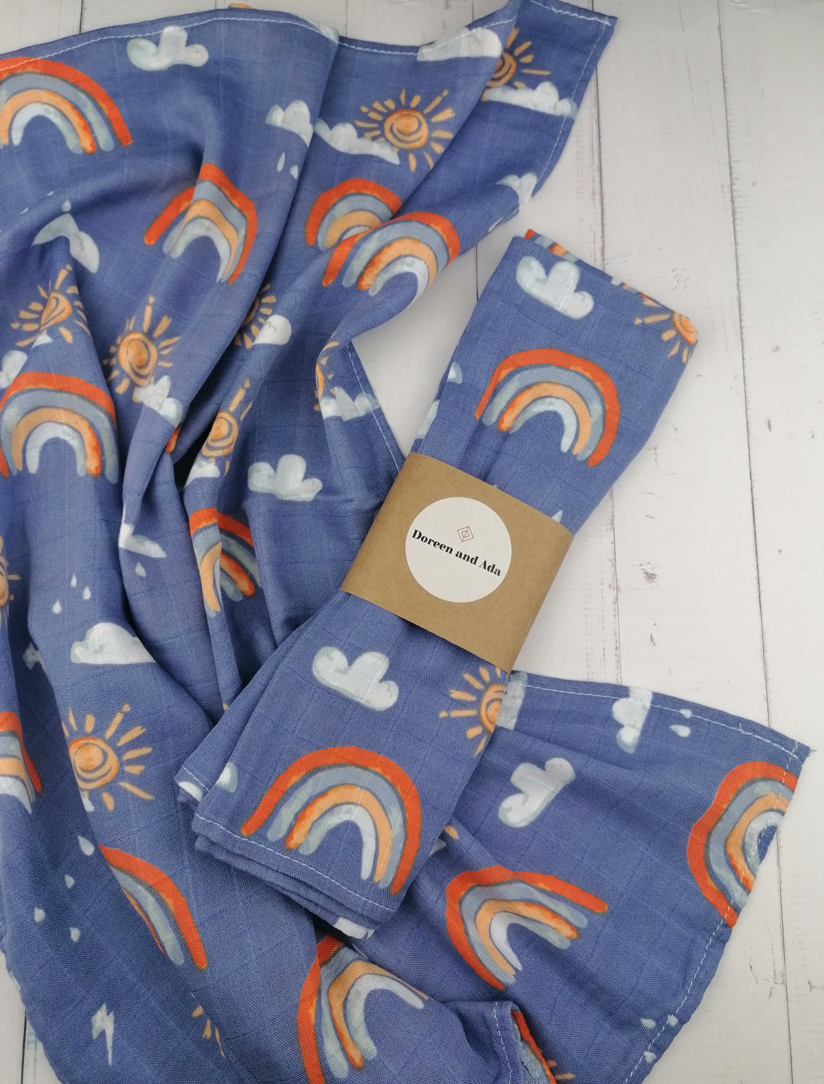 Blue Rainbow Muslin Square – view 2