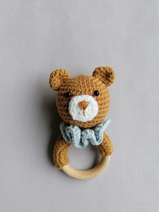 Knitted Bear Teether Rattle