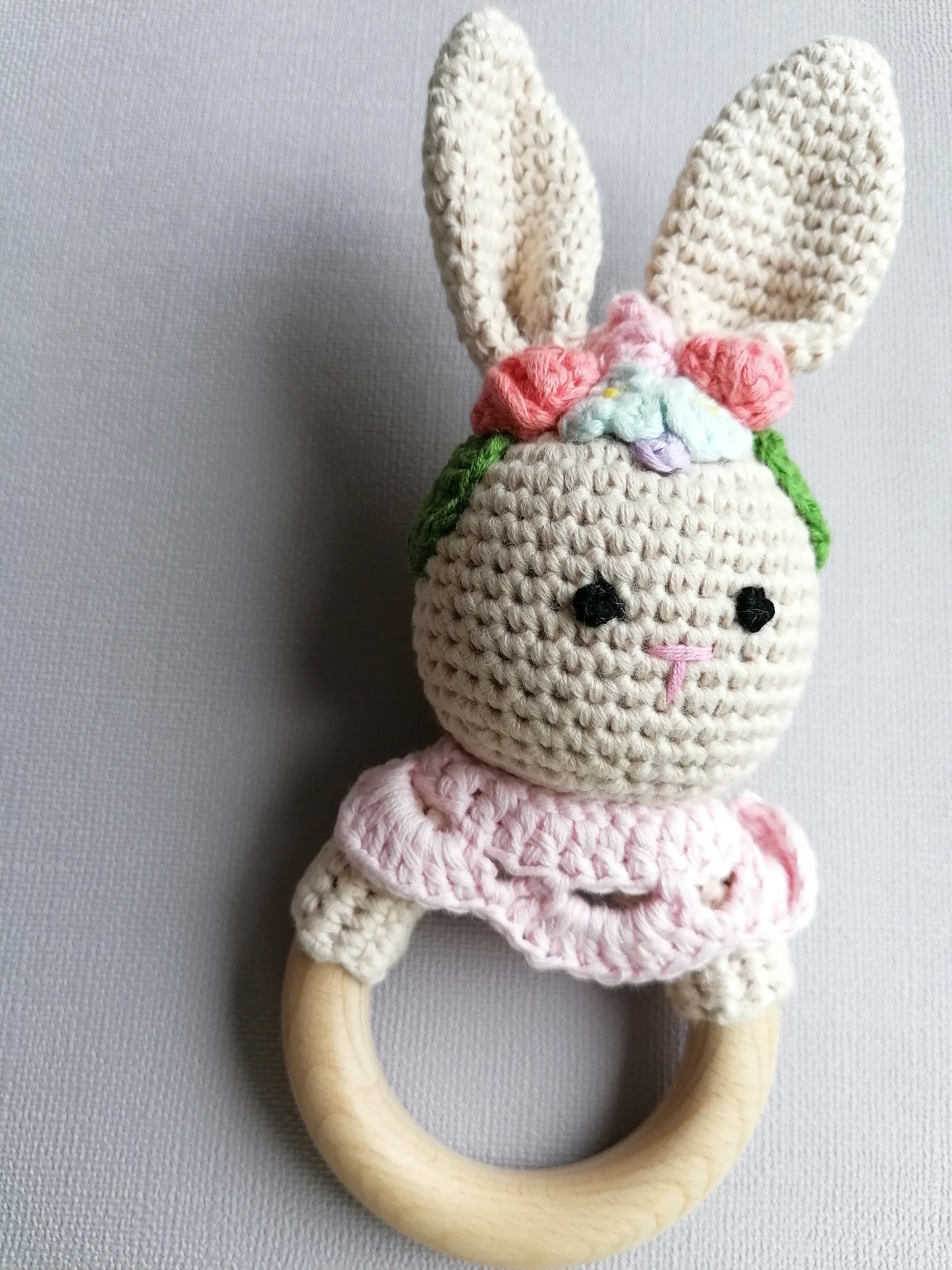 Knitted Rabbit Teether Rattle