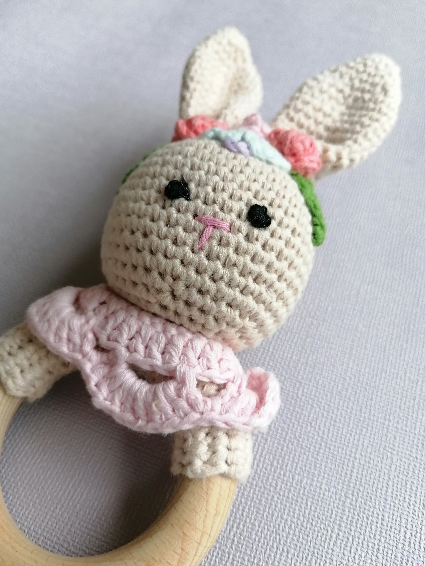 Knitted Rabbit Teether Rattle