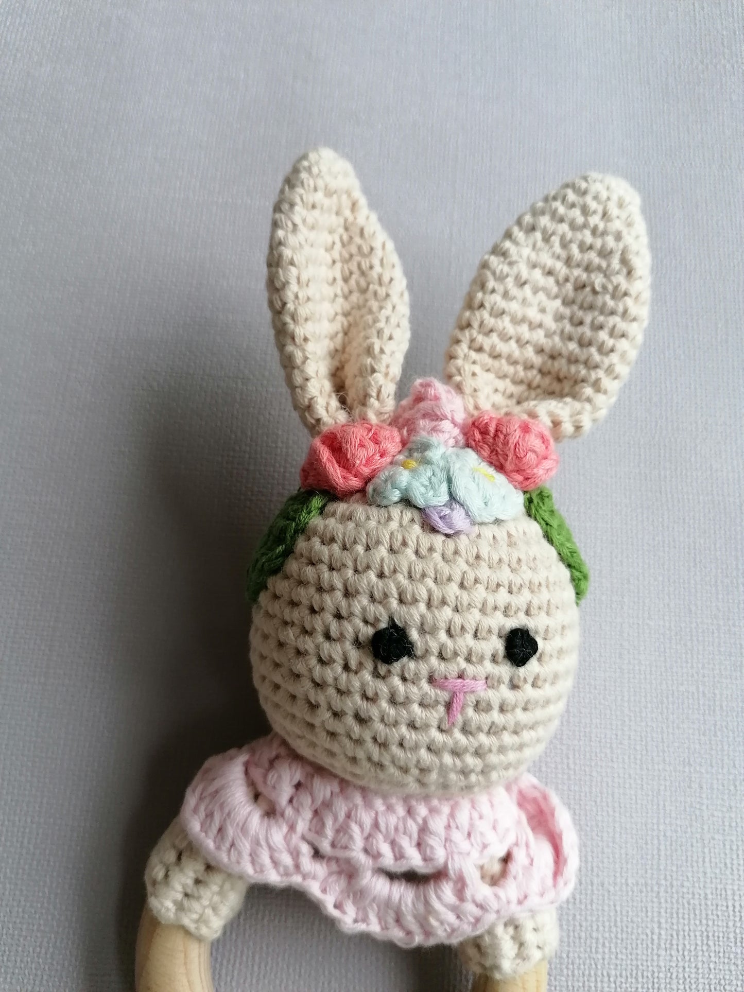 Knitted Rabbit Teether Rattle