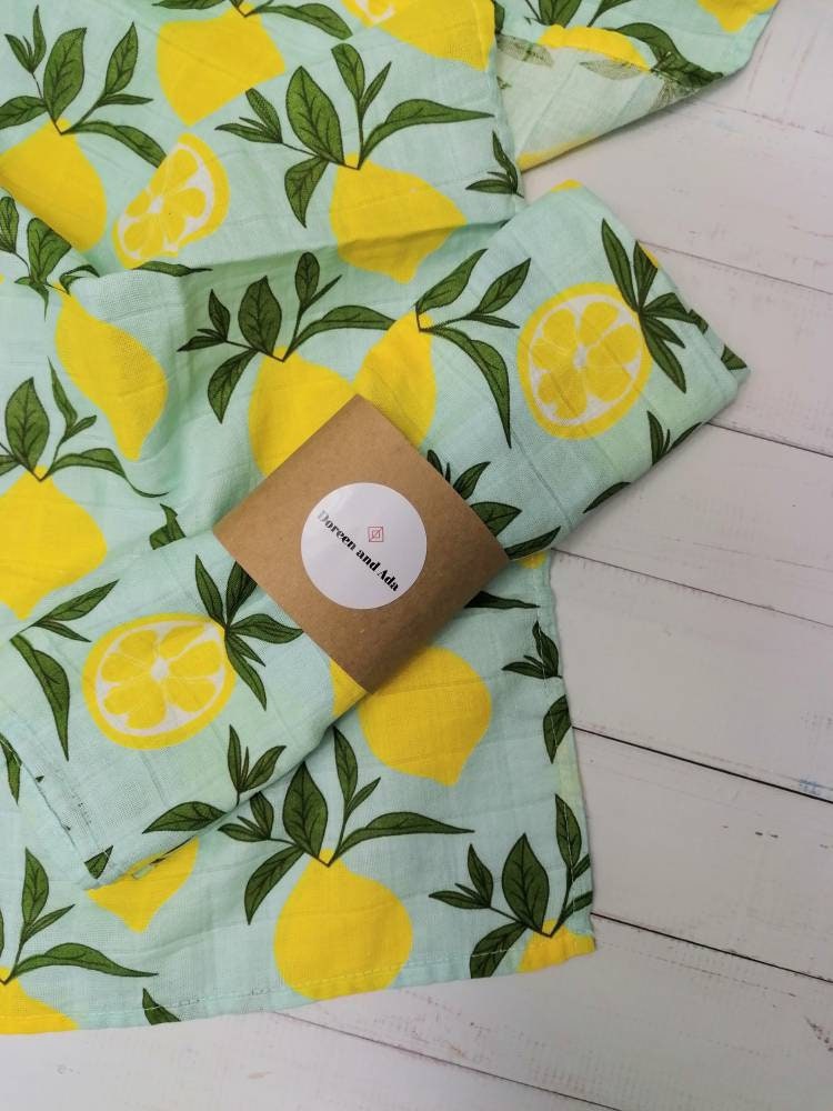 Green Lemon Muslin Square