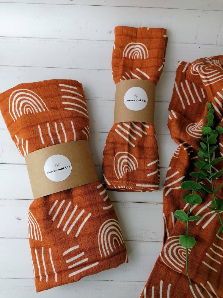Rust Rainbow Design Muslin