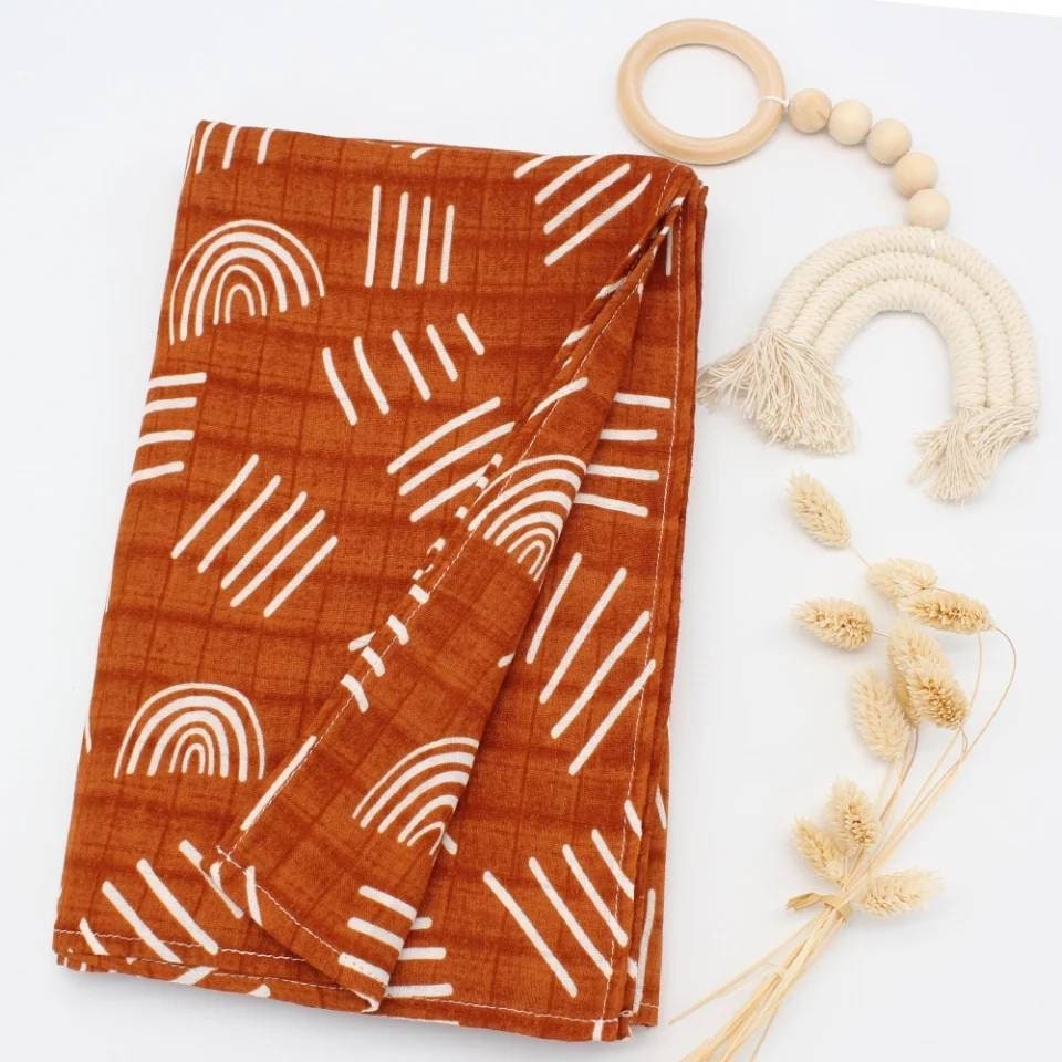 Rust Rainbow Design Muslin