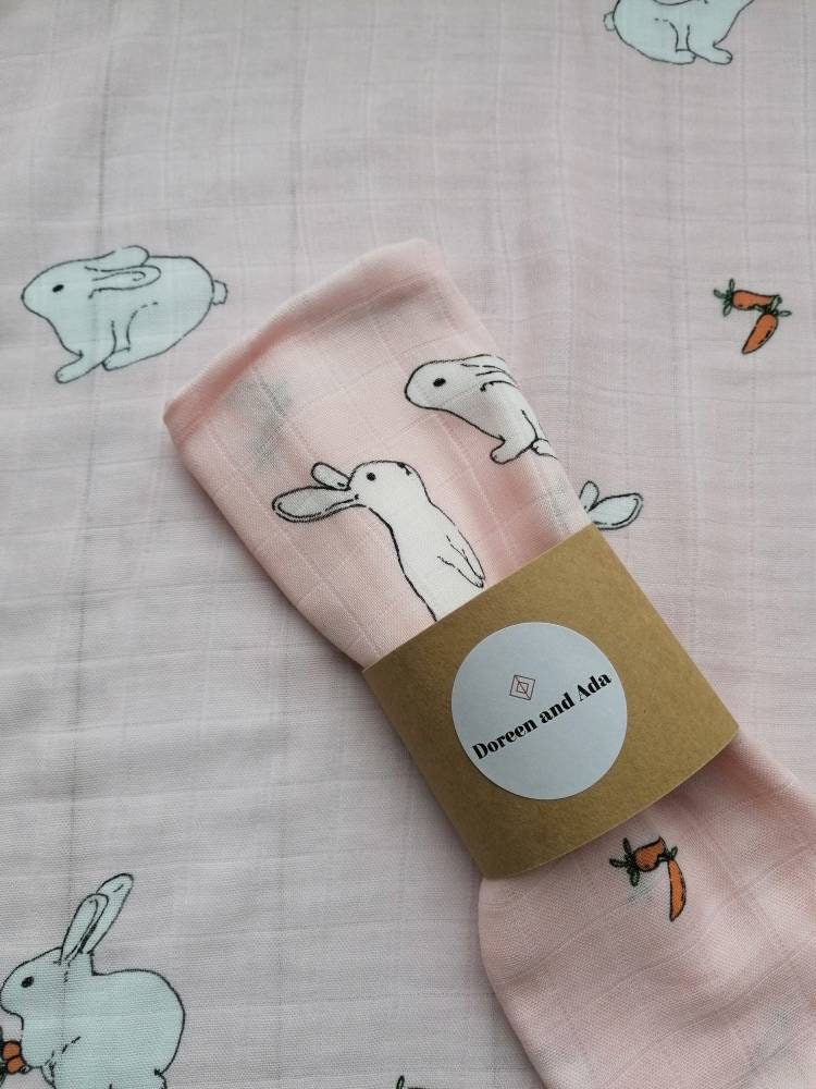 Rabbit and Carrot Muslin Square