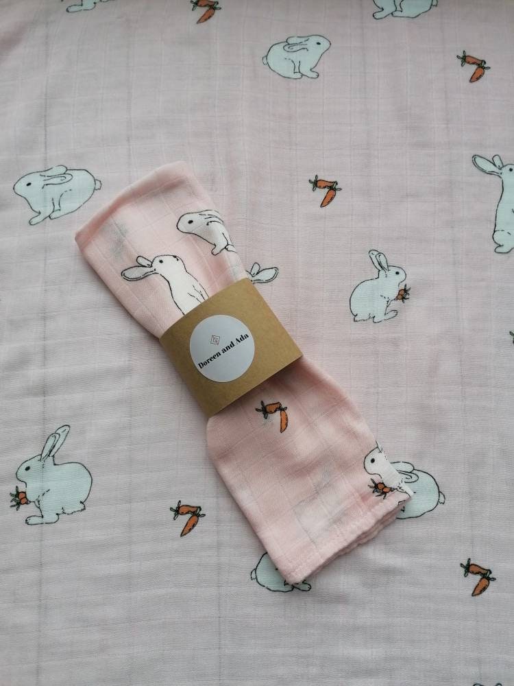 Rabbit and Carrot Muslin Square