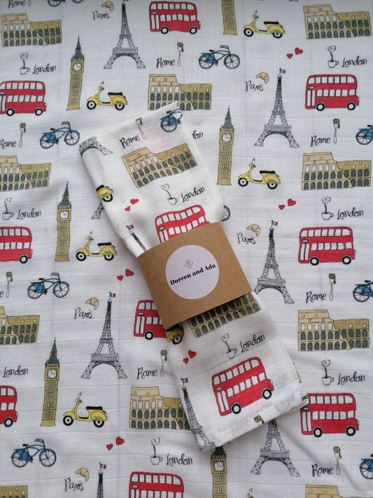 London Paris Rome Muslin Square