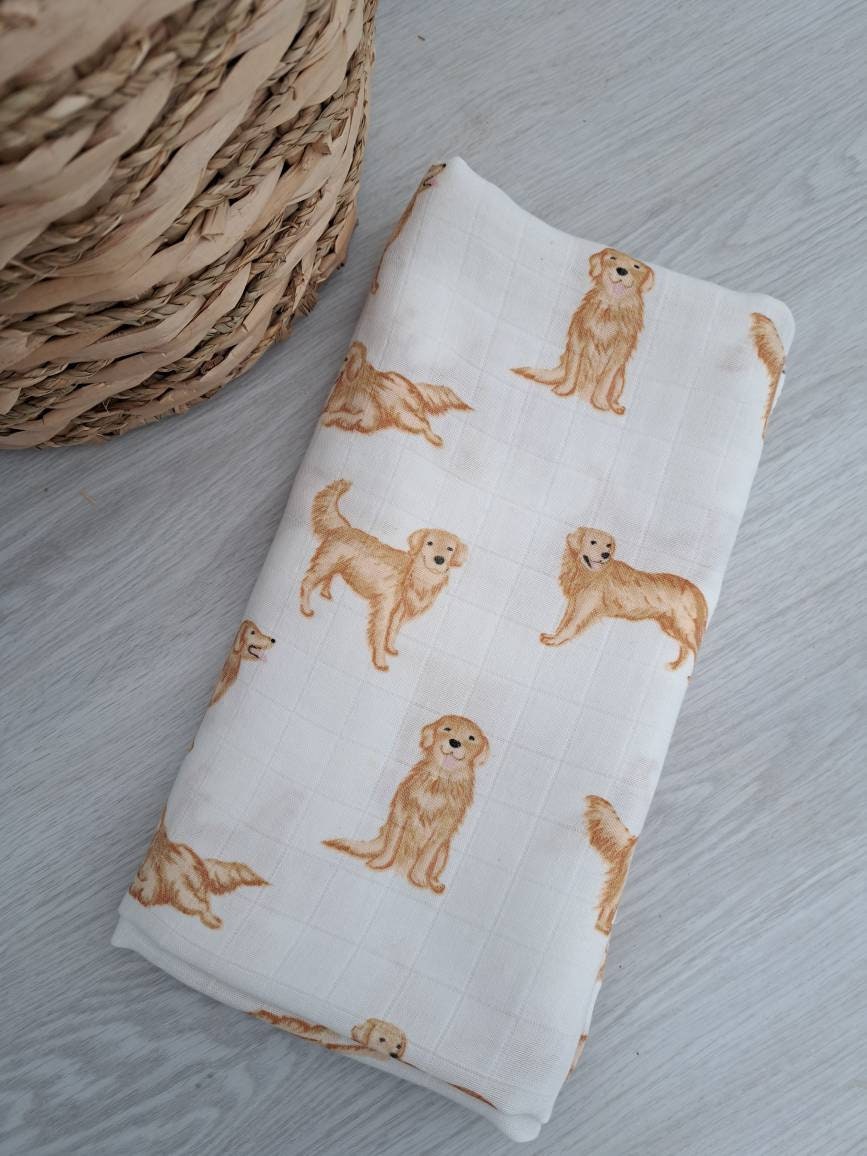 Golden Retriever Dog Muslin Large Swaddle